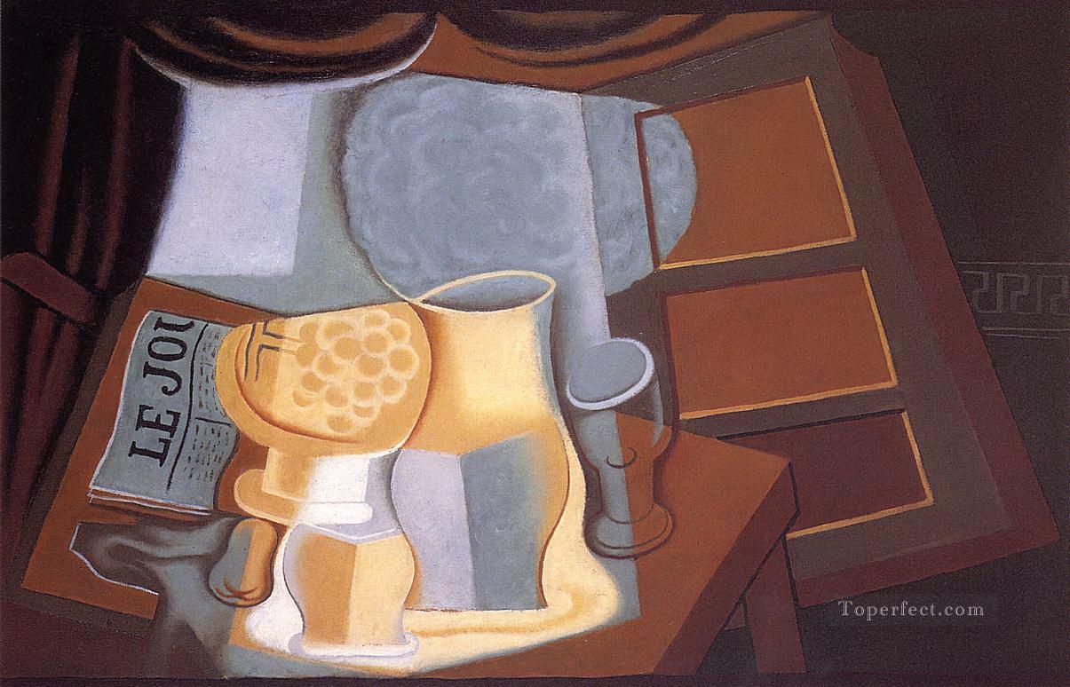 the table in front of the window 1921 Juan Gris Oil Paintings
